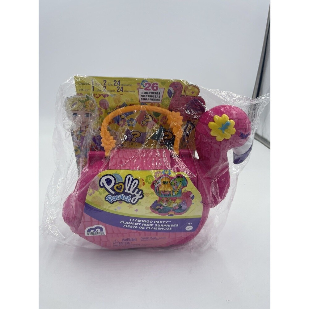 Polly Pocket Flamingo Party  Play set With 26 Surprises Inside New In Box